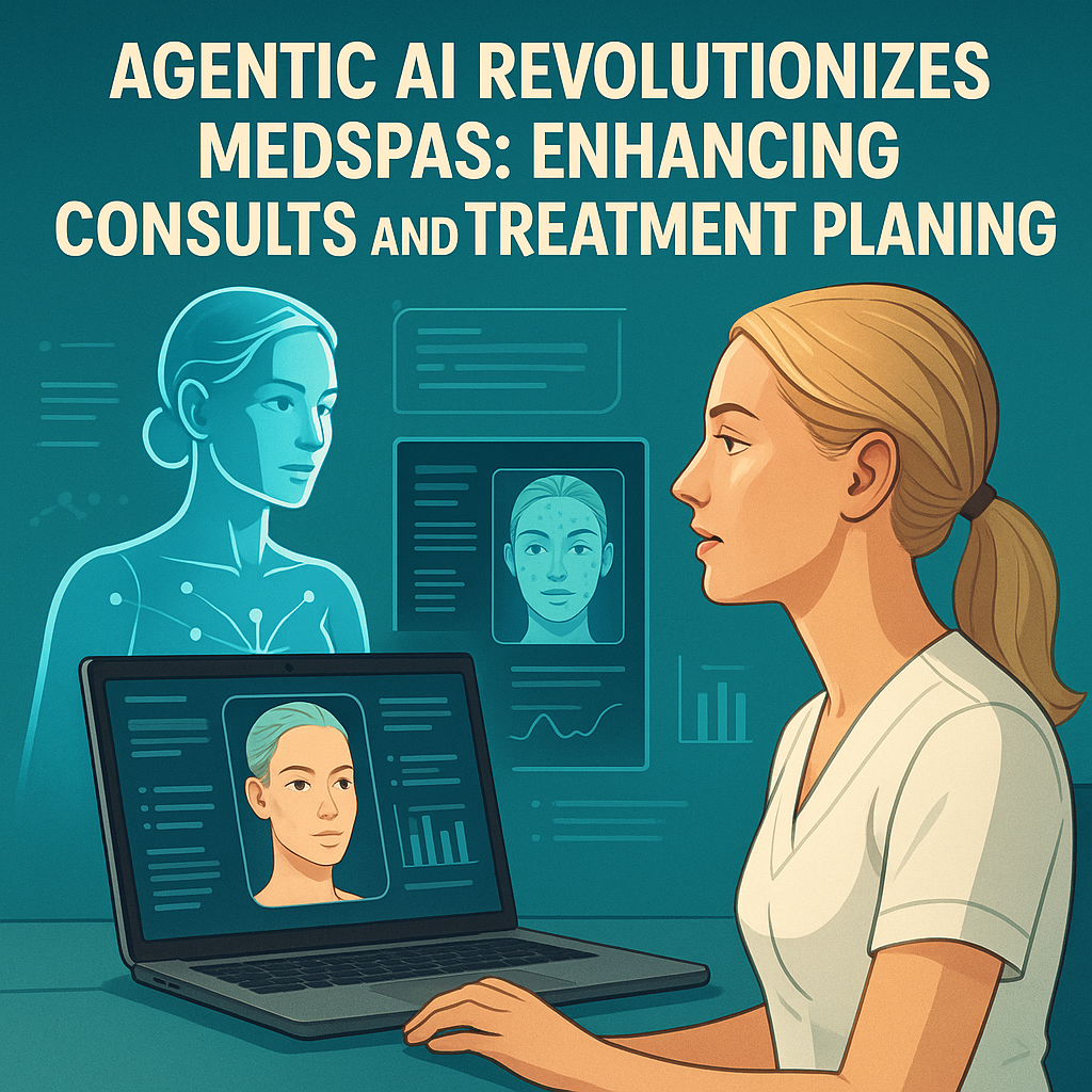 Agentic AI displayed on a screen during a medspa consultation, enhancing treatment planning.