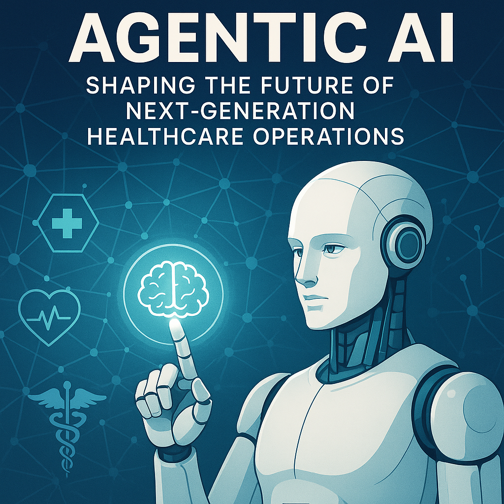 "Graphic of advanced AI technology streamlining healthcare operations, highlighting efficiency and decision-making enhancemen