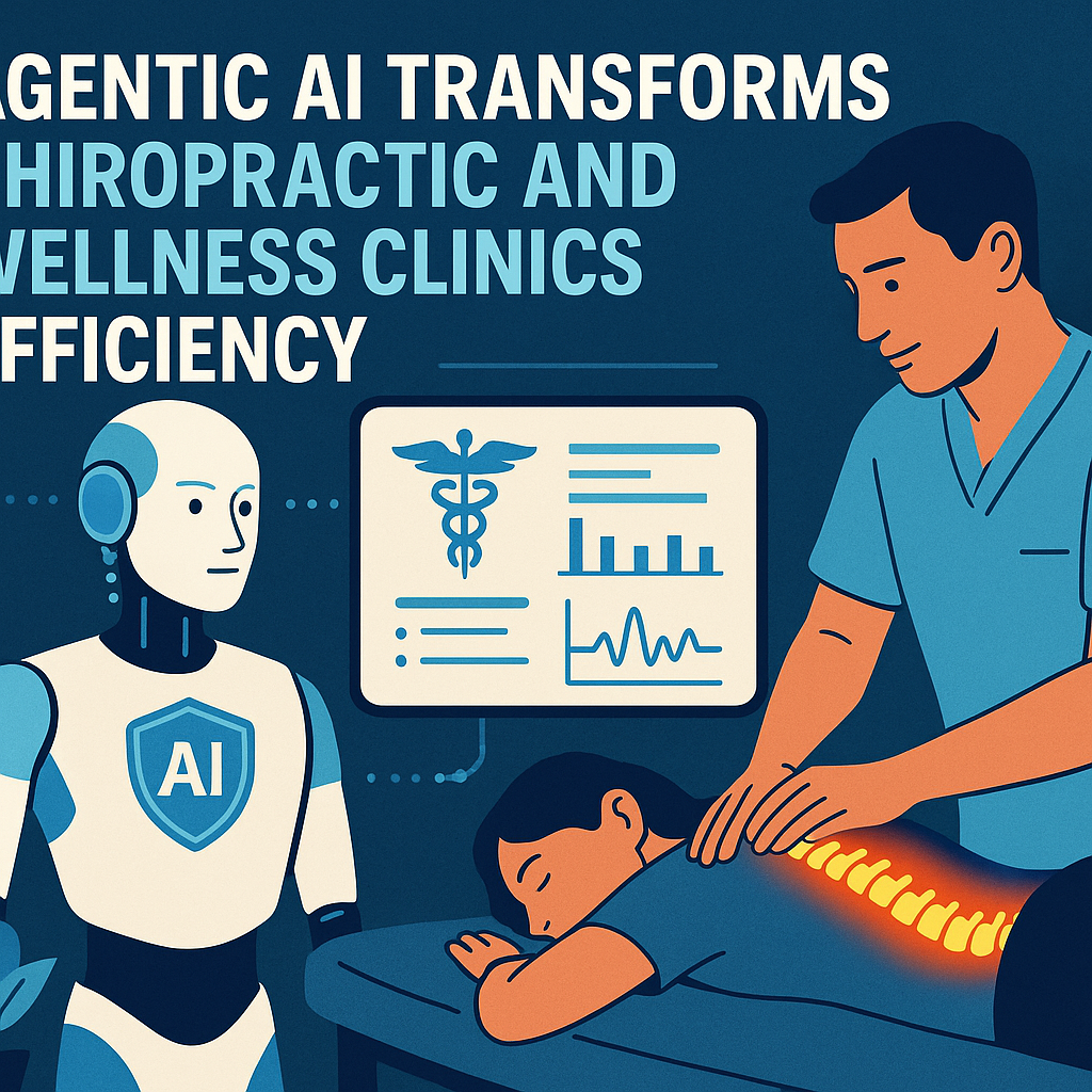 AI technology interface on a digital tablet used by a chiropractor in a clinic.