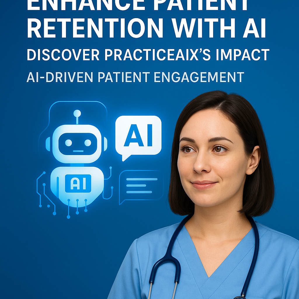 Graphic showing AI tools enhancing patient engagement in a healthcare setting.