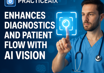 Doctors and AI screens displaying medical data and patient diagnostics in a high-tech hospital room.